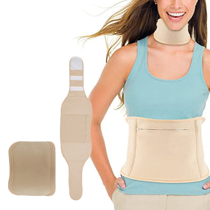 Castor Oil Packs Wrap 2PCS Reusable Oil Packs with Adjustable Elastic Strap for Waist and Neck -Khaki