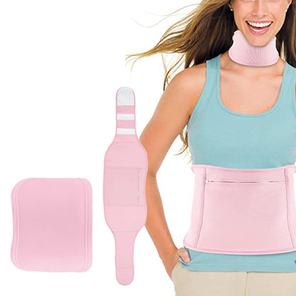 Castor Oil Packs Wrap 2PCS Reusable Oil Packs with Adjustable Elastic Strap for Waist and Neck -Pink