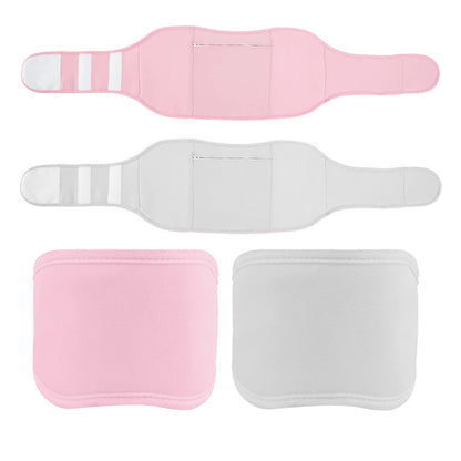 Castor Oil Packs Wrap 4PCS Reusable Oil Packs with Adjustable Elastic Strap for Waist and Neck -Pink and White