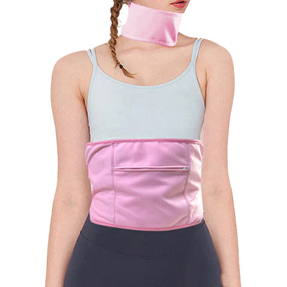 Castor Oil Packs Wrap 4PCS Reusable Oil Packs with Adjustable Elastic Strap for Waist and Neck -Pink and White