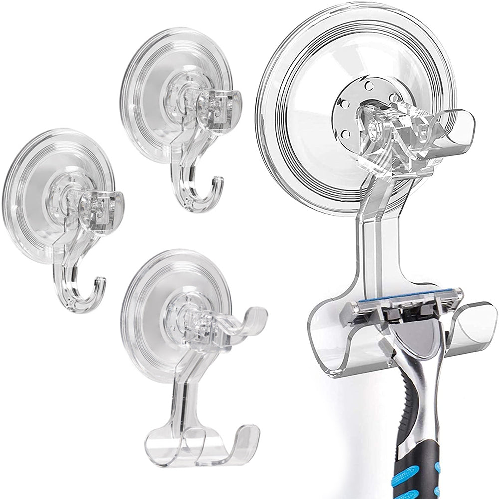 Clear Powerful Vacuum Shower Suction Cup Hook Set