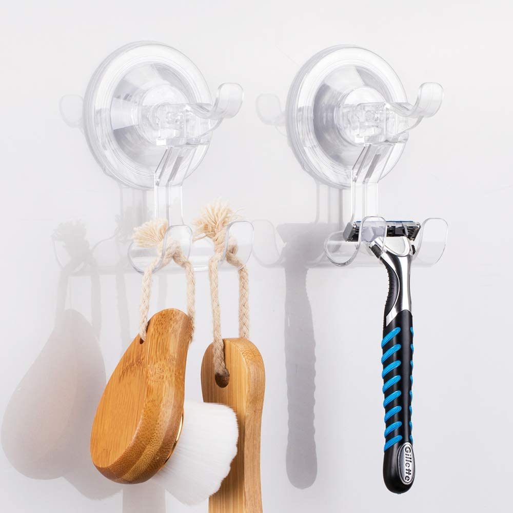 Clear Powerful Vacuum Shower Suction Cup Hook Set