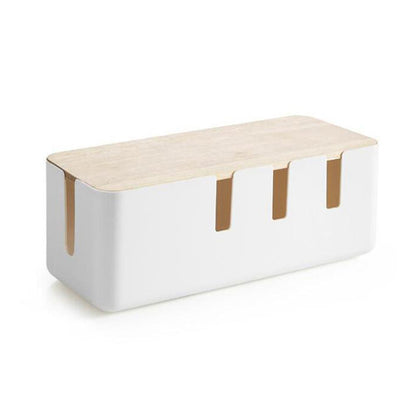 Cable Management Box Socket Safety Storage Organizer with Wood Lid