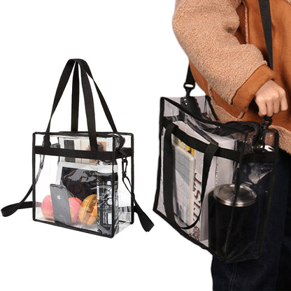 PVC Clear Transparent Tote Bag Handbag with Shoulder Strap Zipper
