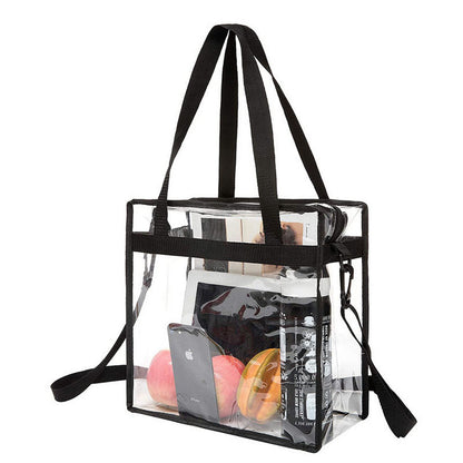 PVC Clear Transparent Tote Bag Handbag with Shoulder Strap Zipper