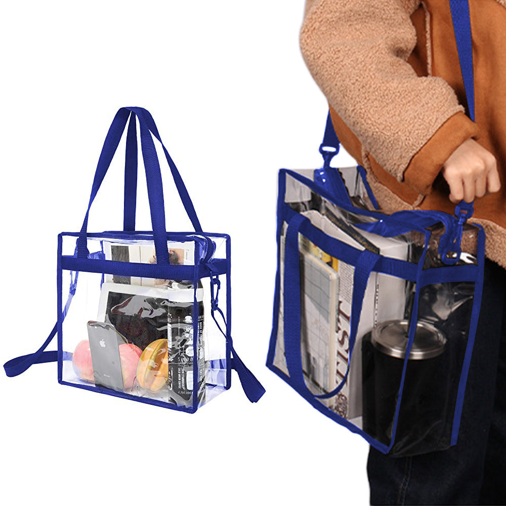 PVC Clear Transparent Tote Bag Handbag with Shoulder Strap Zipper