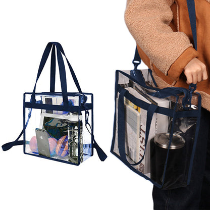 PVC Clear Transparent Tote Bag Handbag with Shoulder Strap Zipper