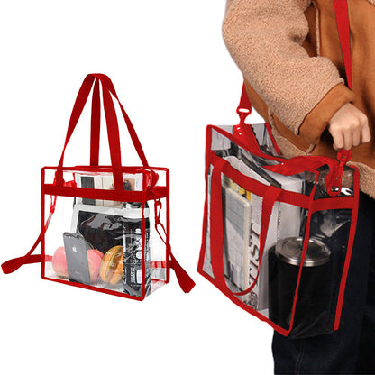 PVC Clear Transparent Tote Bag Handbag with Shoulder Strap Zipper