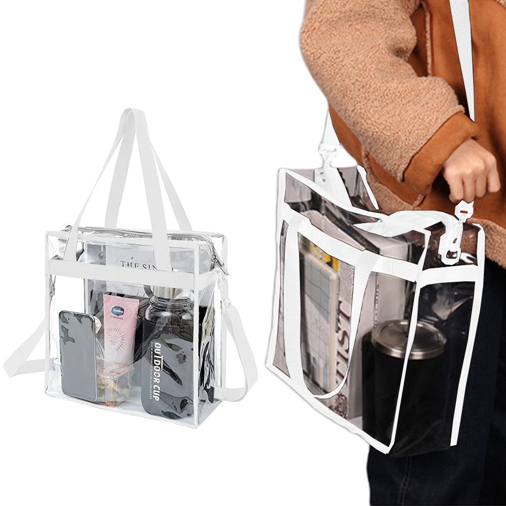 PVC Clear Transparent Tote Bag Handbag with Shoulder Strap Zipper