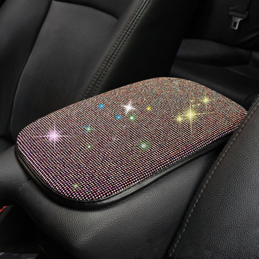 Universal Bling Rhinestones Car Armrest Cover Center Console Box Pad