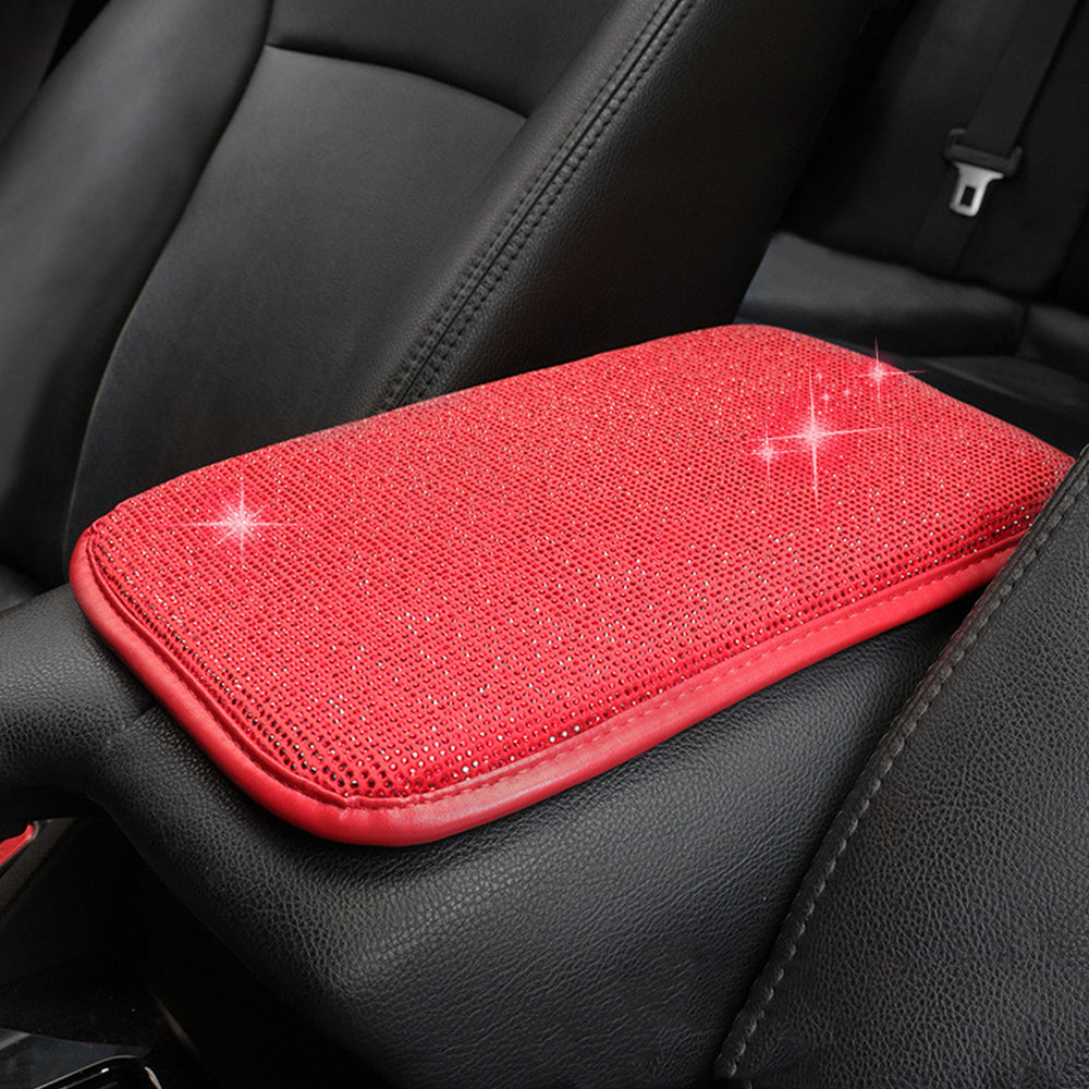 Universal Bling Rhinestones Car Armrest Cover Center Console Box Pad
