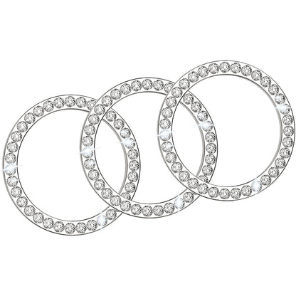 3pcs Universal Bling Rhinestones Car Engine Start Stop Button Decoration Ring Car Interior Accessory