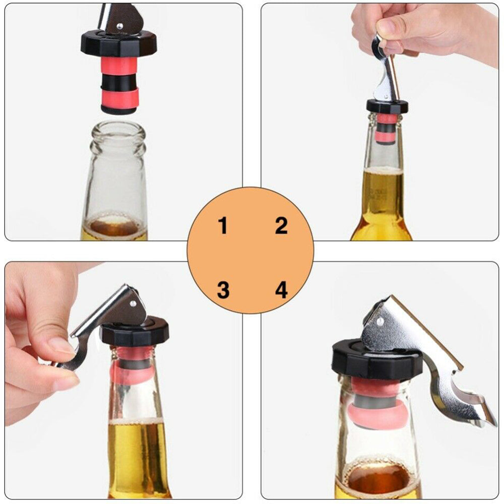 4pcs Stainless Steel Wine Bottle Stopper Bottle Cap Corkscrew