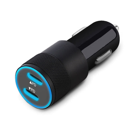 40W Type-C Car Charger Fast Charge Dual Port USB Car Charger Lighter Adapter Black