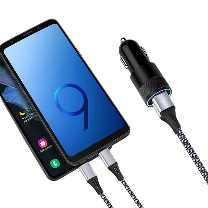 40W Type-C Car Charger Fast Charge Dual Port USB Car Charger Lighter Adapter Black