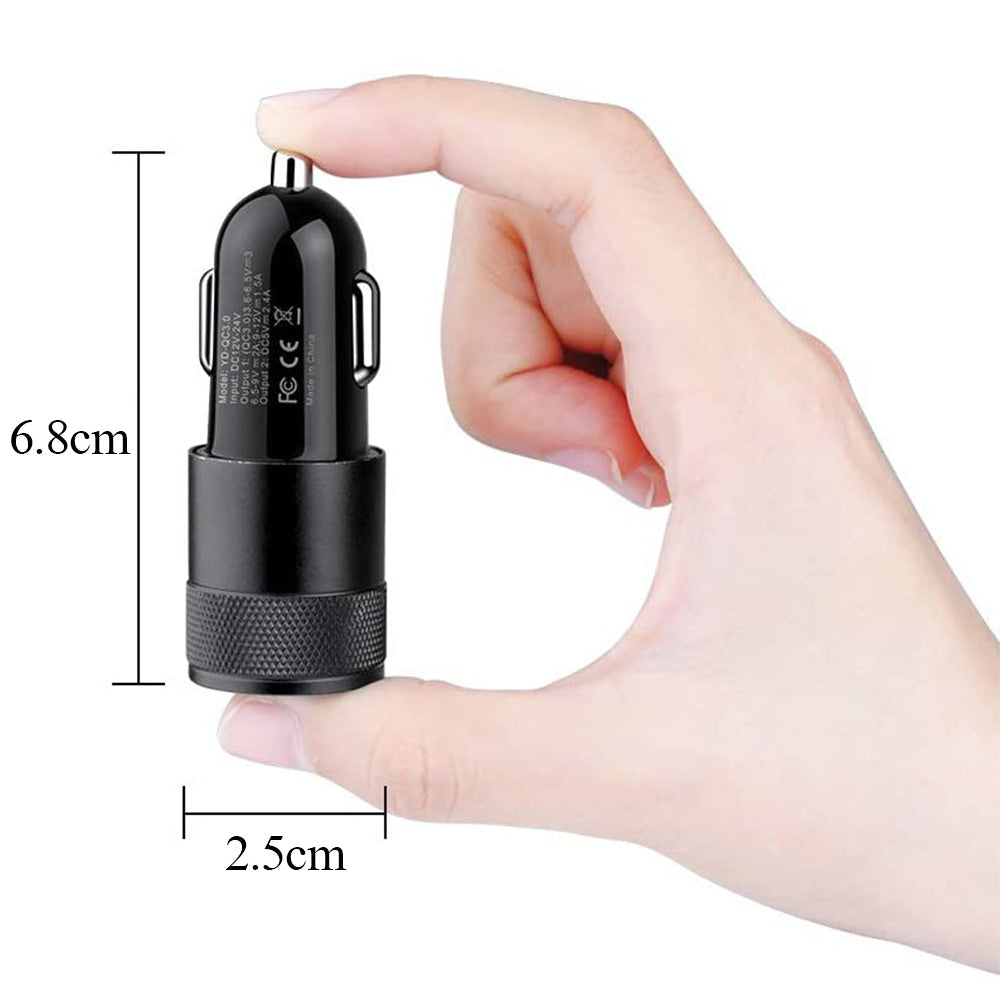 40W Type-C Car Charger Fast Charge Dual Port USB Car Charger Lighter Adapter Black