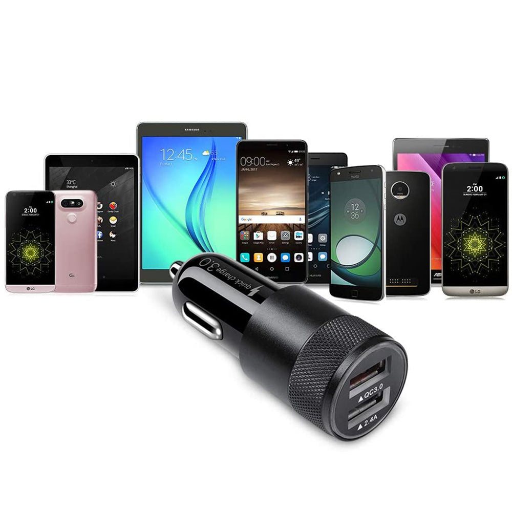 40W Type-C Car Charger Fast Charge Dual Port USB Car Charger Lighter Adapter Black