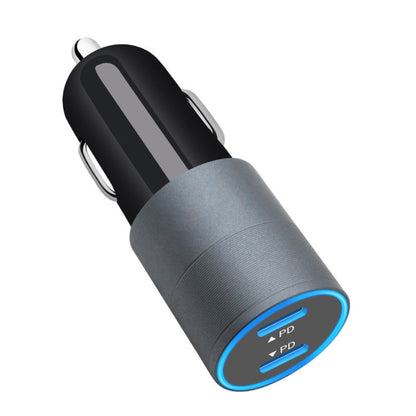 40W Type-C Car Charger Fast Charge Dual Port USB Car Charger Lighter Adapter Gray