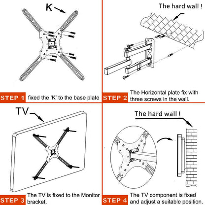Full Motion TV Wall Mount Bracket Swivel Tilt