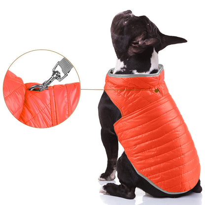 Reversible Dog Jacket Pet Winter Coat Pet Warm Vest Orange M