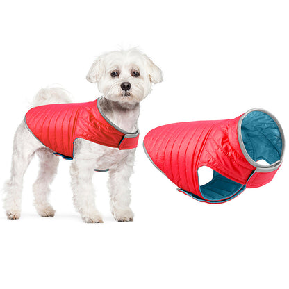 Reversible Dog Jacket Pet Winter Coat Pet Warm Vest Red XL