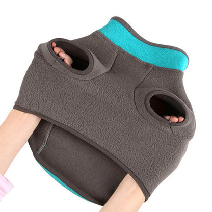 Fleece Dog Vest Jacket Pullover Dog Sweaters Pet Fleece Clothes Cyan L