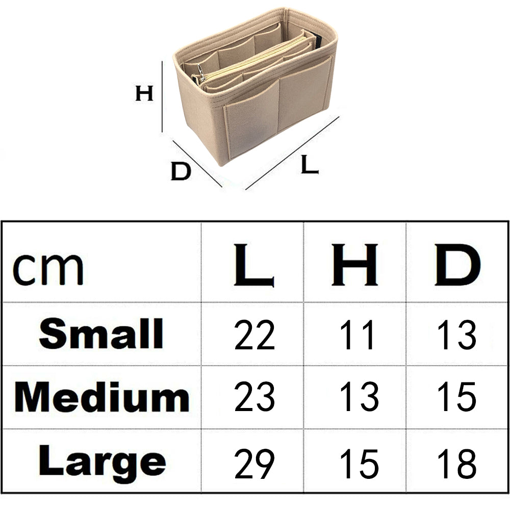Felt Purse Organiser with Handbag Insert Liner Tote for Makeup Cloth Toys -Beige