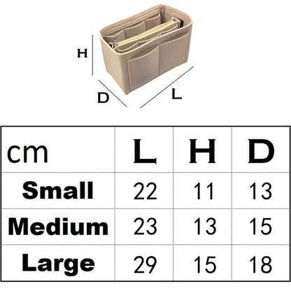 Felt Purse Organiser with Handbag Insert Liner Tote for Makeup Cloth Toys -Beige