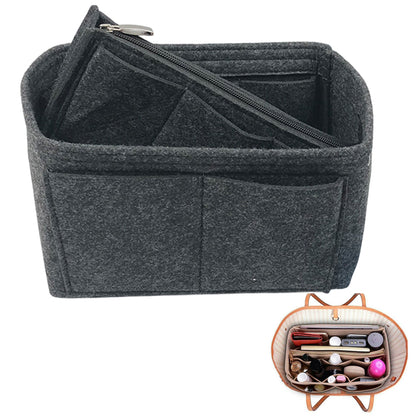 Felt Purse Organiser with Handbag Insert Liner Tote for Makeup Cloth Toys -Dark gray