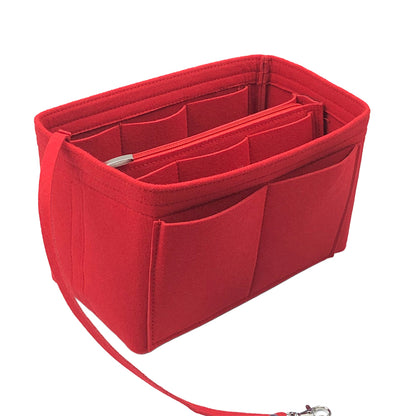 Felt Purse Organiser with Handbag Insert Liner Tote for Makeup Cloth Toys -Red