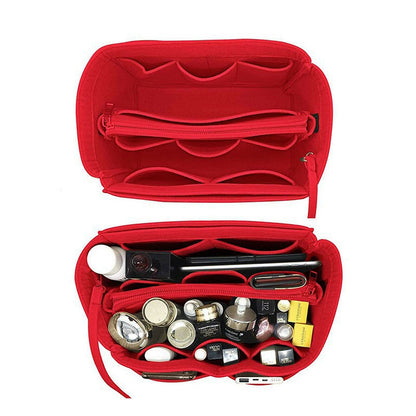 Felt Purse Organiser with Handbag Insert Liner Tote for Makeup Cloth Toys -Red