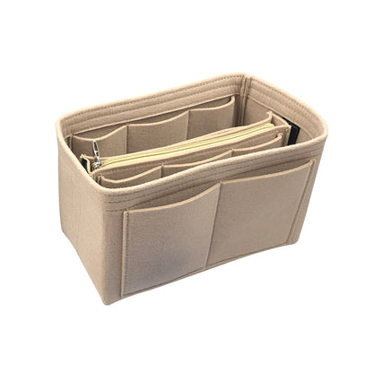 Felt Purse Organiser with Handbag Insert Liner Tote for Makeup Cloth Toys -Beige