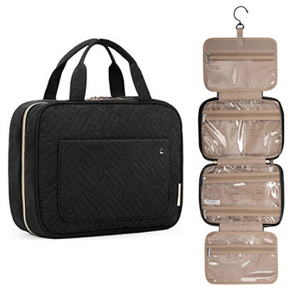 Travel Makeup Cosmetic Bathroom Toiletry Wash Shower Storage Bag Case With Hook -Black