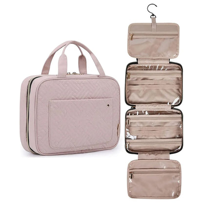 Travel Makeup Cosmetic Bathroom Toiletry Wash Shower Storage Bag Case With Hook -Pink
