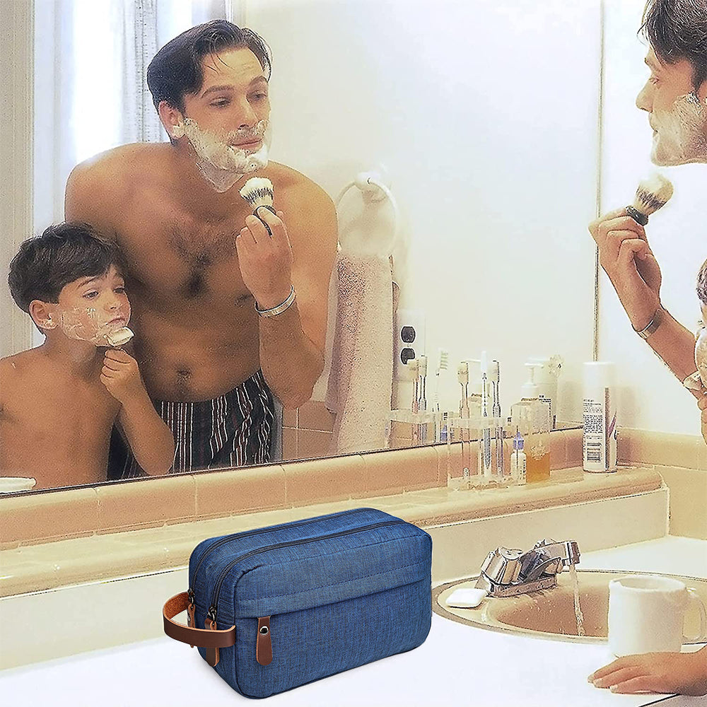 Large Capacity Men Travel Toiletry Kit Wash Bag Cosmetic Bags Holder -Navy