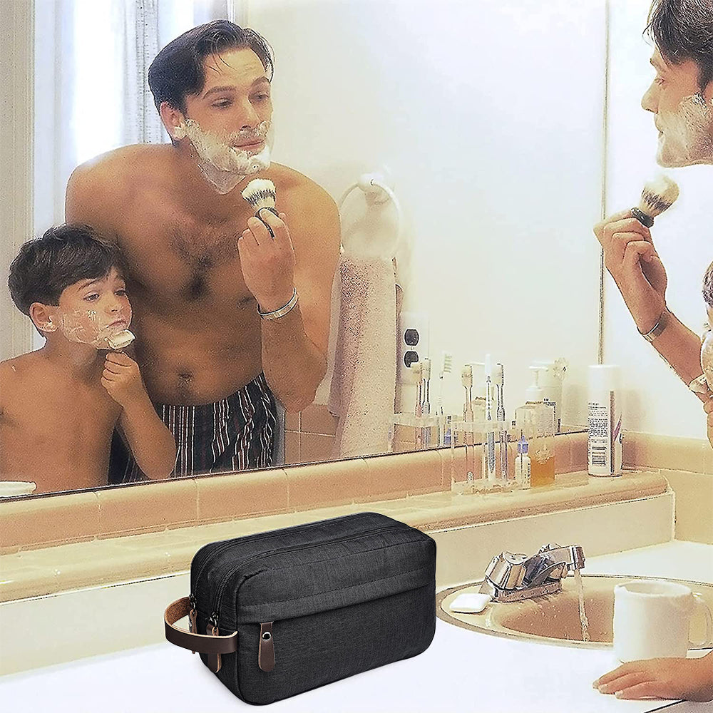 Large Capacity Men Travel Toiletry Kit Wash Bag Cosmetic Bags Holder -Black