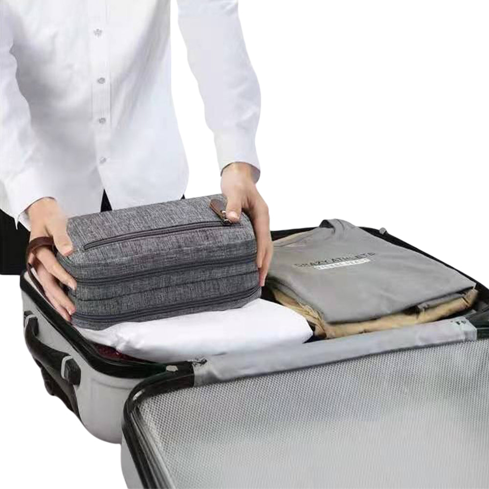 Large Capacity Men Travel Toiletry Kit Wash Bag Cosmetic Bags Holder -Gray
