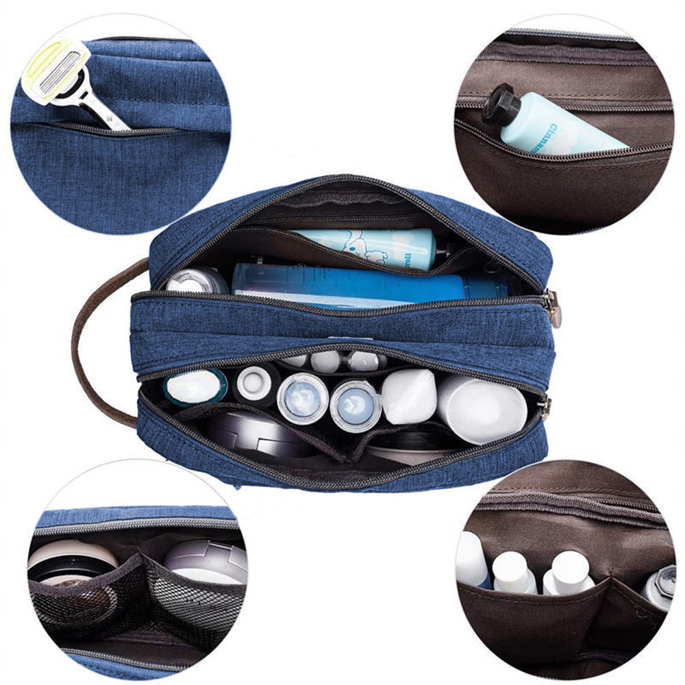 Large Capacity Men Travel Toiletry Kit Wash Bag Cosmetic Bags Holder -Navy