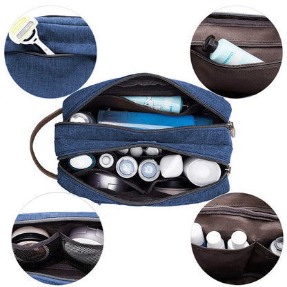 Large Capacity Men Travel Toiletry Kit Wash Bag Cosmetic Bags Holder -Navy