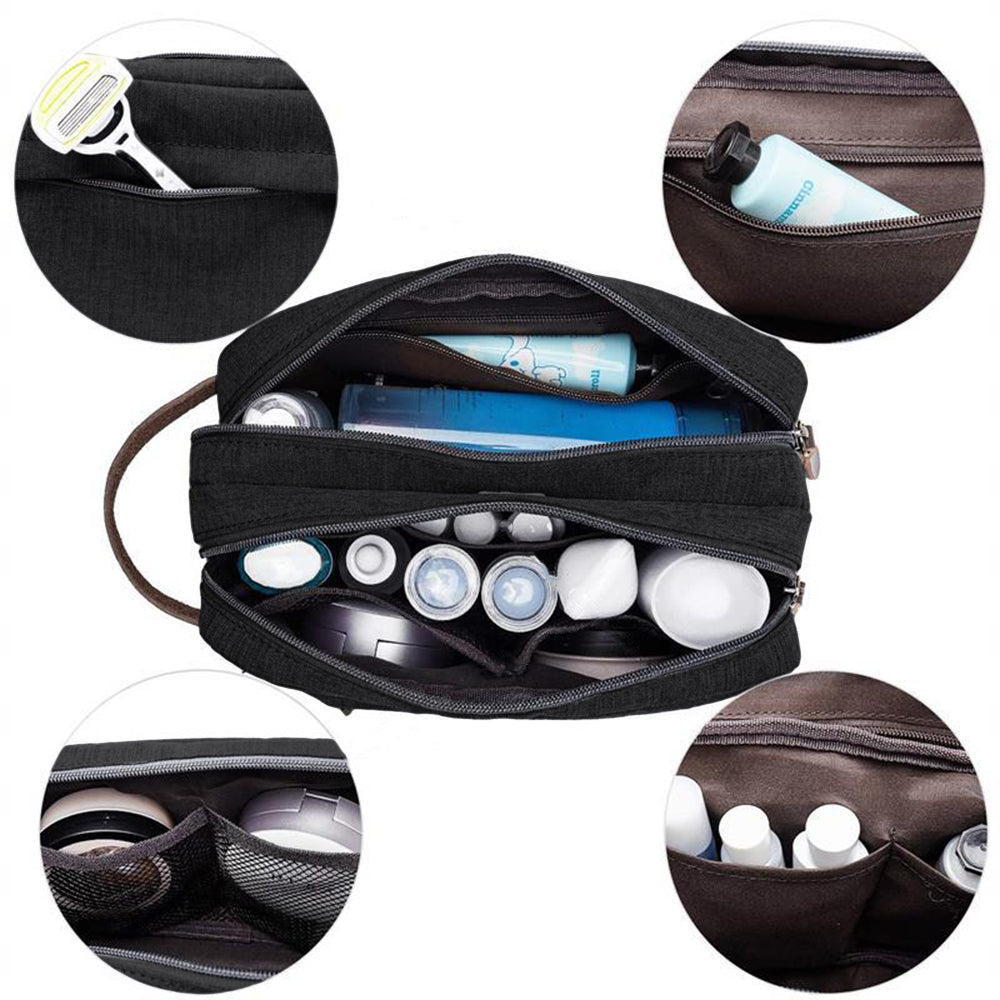 Large Capacity Men Travel Toiletry Kit Wash Bag Cosmetic Bags Holder -Black
