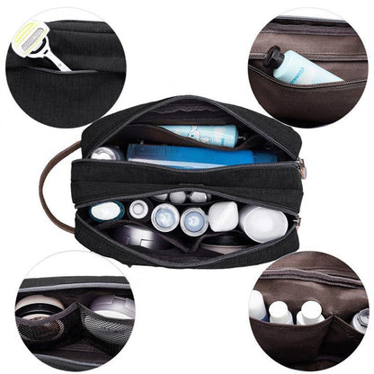 Large Capacity Men Travel Toiletry Kit Wash Bag Cosmetic Bags Holder -Black