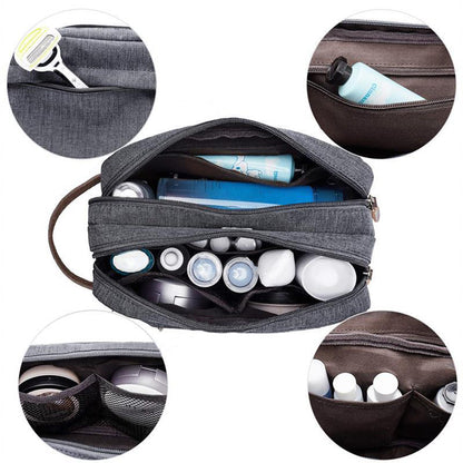 Large Capacity Men Travel Toiletry Kit Wash Bag Cosmetic Bags Holder -Gray