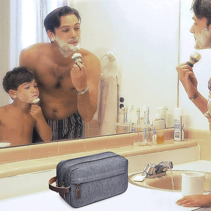 Large Capacity Men Travel Toiletry Kit Wash Bag Cosmetic Bags Holder -Gray