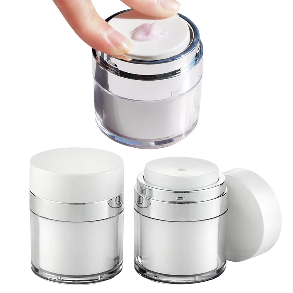 Set of 2 Pcs Travel Empty Pump Press Vacuum Cream Bottle Jars