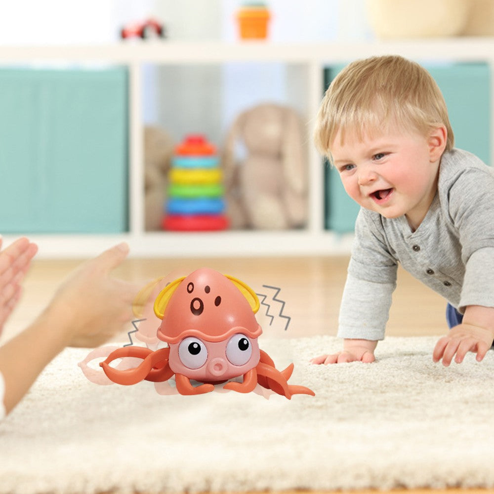 Electric Music Crawling Octopus Toy With LED Light Up for Kids Intellectual Toy Pink