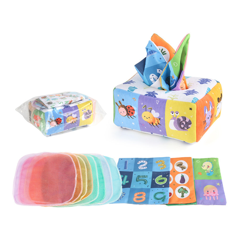 Toy Tissue Box Baby Sensory Toy Baby Educational Toy Learning Toys for Toddlers Kids-Animals