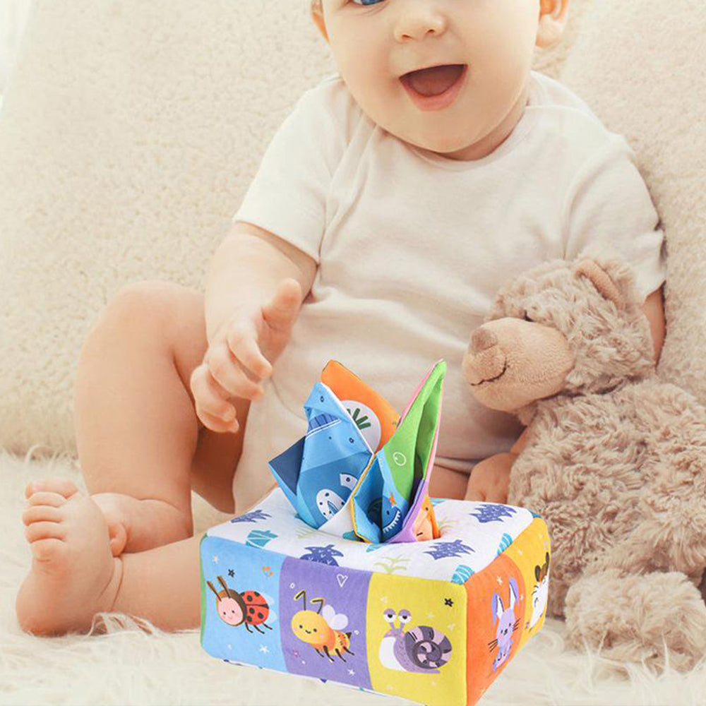 Toy Tissue Box Baby Sensory Toy Baby Educational Toy Learning Toys for Toddlers Kids-Animals