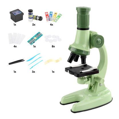 1200X Magnification Microscope Toy Kit Biological Microscope Kit for Beginners-Green