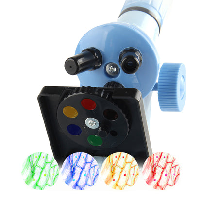 Toy 1200X Magnification Microscope Toy Kit Biological Microscope Kit Beginners-Blue