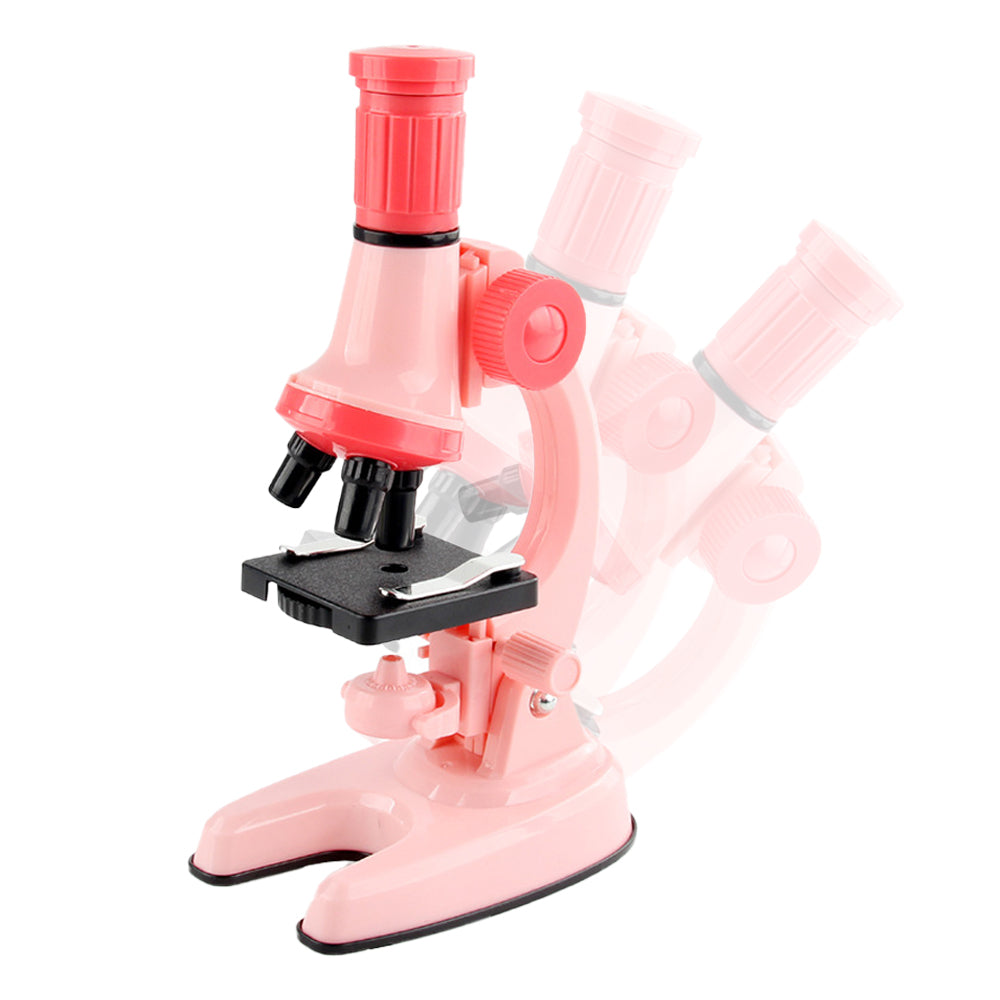 Toy 1200X Magnification Microscope Toy Kit Biological Microscope Kit for Beginners-Pink